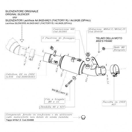 SBK COLL.EL.CAT. KAWASAKI ZX-10R NINJA i.e. compatible with original and LeoVince exhaust N/A 8058