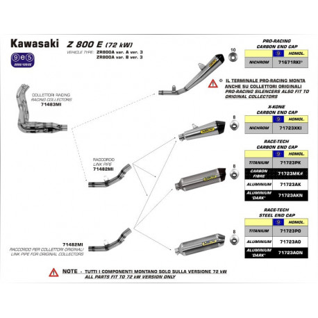 Arrow Racing Krümmer KAWASAKI Z 800 E 71483MI