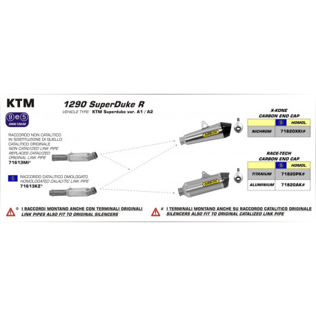 Arrow Kat-Ersatzrohr für Original- und Arrow Krümmer KTM 1290 Super Duke R 71613MI