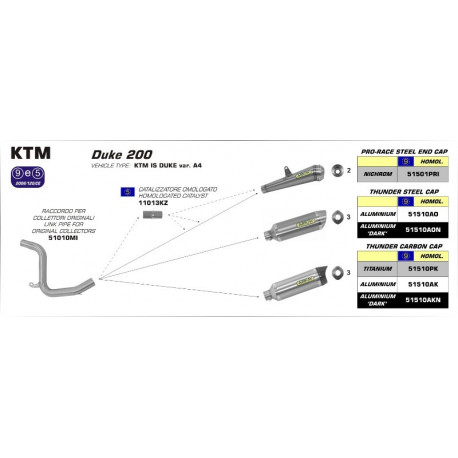 Arrow Endschalldämpfer Thunder Titan mit Carbonendkappe KTM DUKE 125 51510PK