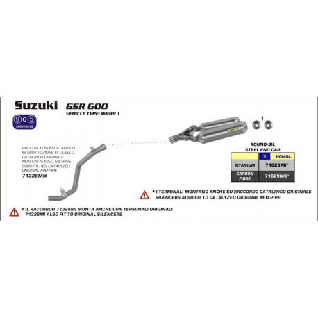 Arrow Kat-Ersatzrohr für Original und Arrow Krümmer SUZUKI GSR 600 71328MI