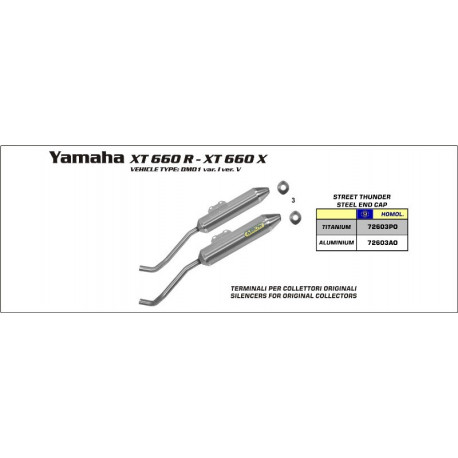 Arrow Endschalldämpfer-Paar Street Thunder Titan Edelstahl-Endkappe YAMAHA XT 660 R 72603PO