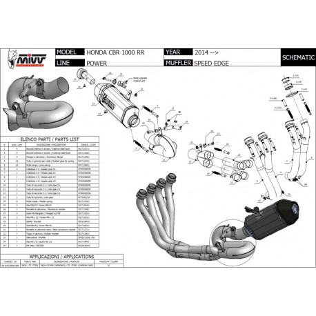 MIVV Exhaust HONDA CBR 1000 RR SPEED EDGE Edelstahl mit Carbon Endkappe X.HO.0005.SRX