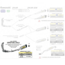 Arrow Kompelttanlage Competition "EVO-2" Racing Race Tach Titan mit Carbonendkappe Titan Krümmer und Verbindungsrohr KAWASAKI ZX