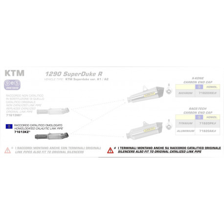 Arrow Katalysator Rohr für Original- und Arrow Krümmer KTM 1290 Super Duke R 71613KZ