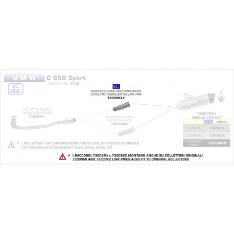 Arrow Edelstahl Krümmer 2:1 für Original- und Arrow Schalldämpfer BMW C 650 Sport 73009KZ