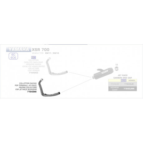 Arrow Kümmer 2:1 für Arrow Endschalldämpfer YAMAHA TRACER 700 71642MI