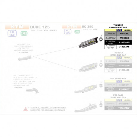 Arrow Endschalldämpfer Thunder Titan Carbondendkappe KTM DUKE 125 71860PK
