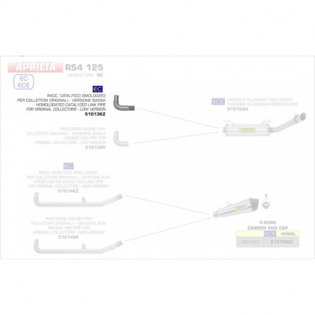 Arrow Verbindungsrohr für Originalkrümmer mit Katalysator Tiefgelegte Version APRILIA RS4 125 51013KZ