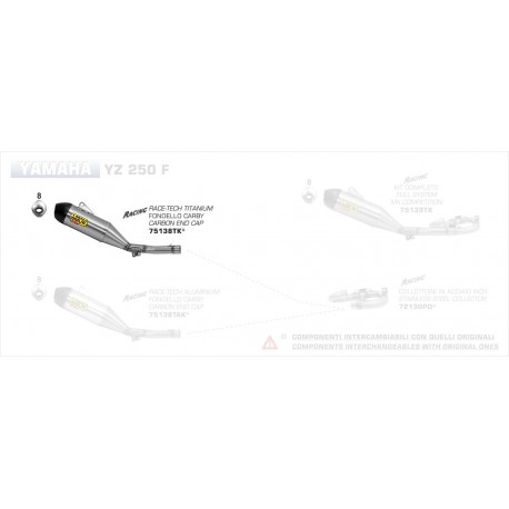 Arrow Endschalldämpfer Racing Thunder Titan mit Carbonendkappe YAMAHA YZ 250 F 75138TK