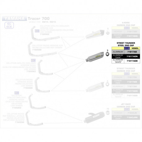 Arrow Endschalldämpfer Thunder Aluminium Edelstahlendkappe YAMAHA MT-07 71817AO
