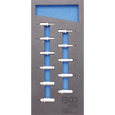 1/3 Werkstattwageneinlage: Steckschlüssel-Einsätze 6,3 (1/4), 6-Kant, tief, 4-13 mm, 11-tlg.