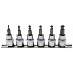 Bit-Einsatz-Satz, mit Kugelkopf, 6-Kant, 3-8 mm, 10 (3/8), 7-tlg.