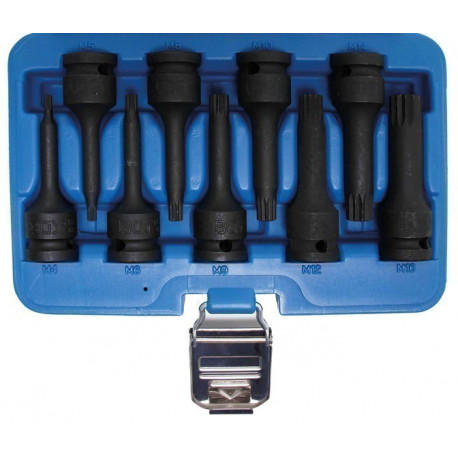 Kraft-Bit-Einsatz-Set, Innenvielzahn M4-16, 12,5 (1/2), 9-tlg.
