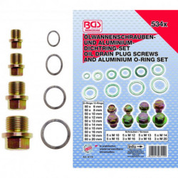 Ölwannenschrauben- und Alu-Dichtring-Sortiment, 534-tlg.