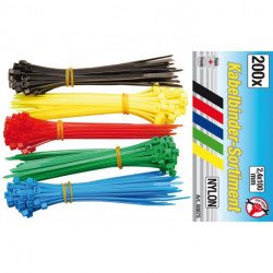 Kabelbinder-Sortiment, 2,4 x 100 mm, 5 Farben, 200-tlg.