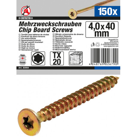 Mehrzweckschrauben, 4,0x40 mm, T20, 150 Stück