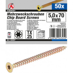 Mehrzweckschrauben 5,0 x 70 mm, T25, 50 Stück