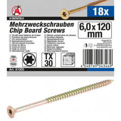 Mehrzweckschrauben 6,0 x 120 mm, T30, 18 Stück