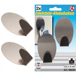 Edelstahl-Klebehaken 2-tlg., 3,5 x 5 cm Traglast max. 1,0 kg
